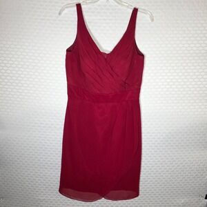 Mori Lee Madeline Gardner Red Chiffon V-Neck Cocktail Dress Size 12 Bridesmaid